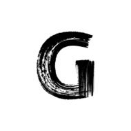 Letter G hand drawn with dry brush