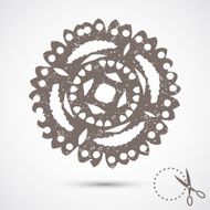 Paper snowflake with scratches on grey background Silhouette N2
