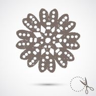 Paper snowflake with scratches on grey background Silhouette N3