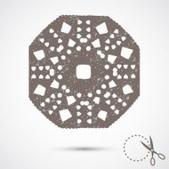 Paper snowflake with scratches on grey background Silhouette N5