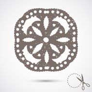 Paper snowflake with scratches on grey background Silhouette N6