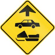 Snowmobiles And Cars Ahead In Canada N2