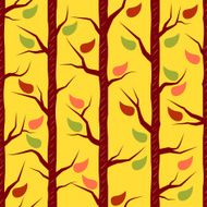 Fall trees with colorful leaves Vector seamless pattern N2