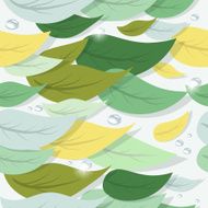 Colorful tree leaves and water drops Vector seamless pattern N2