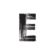 Letter E hand drawn with dry brush N2