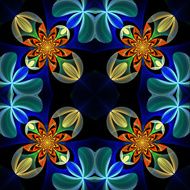 Symmetrical pattern of the flower petals Blue and orange palett N2