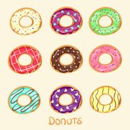 Hand drawn tasty vector donuts set