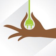 Hand with electric-plug stock vector
