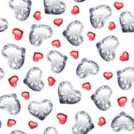 Ruby and Diamond Gem Hearts Seamless Pattern N2