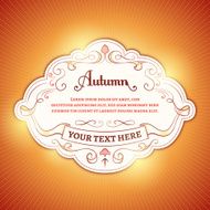 Autumn Background with a White Label on an Orange
