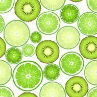 Seamless background with kiwi and lime slices Vector illustration
