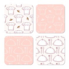 Collection of coasters templates for food design with chef hat N2