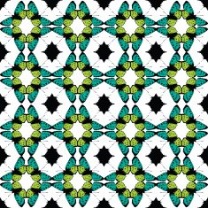 Vector Green Black Butterfly Tribal Seamless Pattern N2