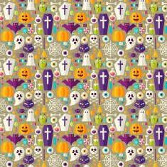 Flat Beige Halloween Party Seamless Pattern N2