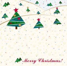 Christmas card with geometric green firs &ndash; Illustration N2