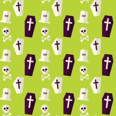 Vector Flat Seamless Death Halloween Pattern N2