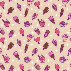 Seamless pattern with linear ice cream N2