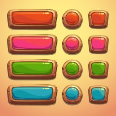 Set of cartoon wooden buttons N4