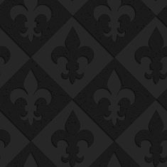 Black textured plastic Fleur-de-lis on diamonds N2