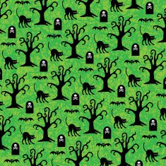 Halloween black cats and spooky trees pattern N2