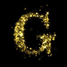 Sparkling letter G of glittering stars bokeh N2