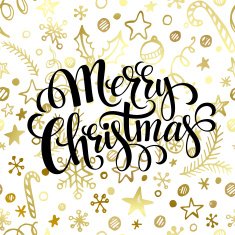 Merry Christmas lettering in golden seamless pattern N2