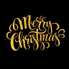 Merry Christmas gold glittering lettering design Vector illustration N2