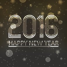 happy new year 2016 on dark shiny stars background eps10