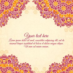 Vintage flowers ethnic background in Indian mehndi style