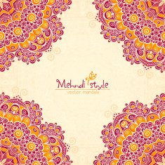 Vintage flowers ethnic background in Indian mehndi style N2