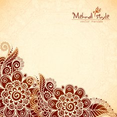 Floral vintage ethnic background in Indian mehndi style