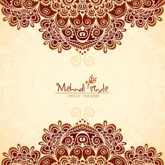 Vvintage flowers ethnic background in Indian mehndi style