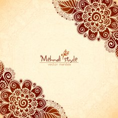 Vintage flowers ethnic background in Indian mehndi style N4
