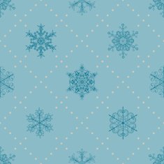 Seamless pattern of snowflakes blue on light N2
