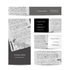 Business cards design ancient letter on old grunge paper N2