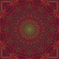 Ornamental green-red round background N2