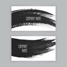two business cards with brush strokes