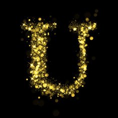 Sparkling letter U of glittering stars bokeh N2