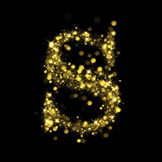 Sparkling letter S of glittering stars bokeh N2