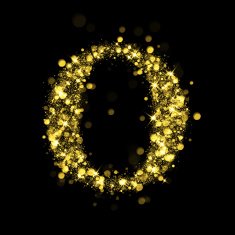 Sparkling letter O of glittering stars bokeh N2