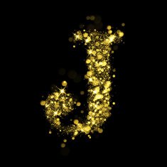 Sparkling letter J of glittering stars bokeh N2