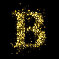 Sparkling letter B of glittering stars bokeh N2