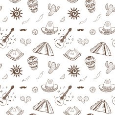 Mexican sketch set Seamless pattern