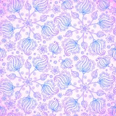 Violet abstract doodle flowers seamless pattern