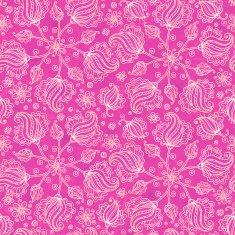 Pink vector doodle flowers seamless pattern