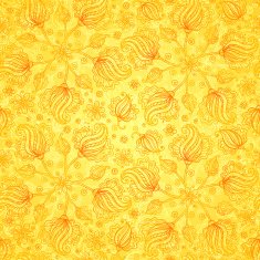 Orange vector doodle flowers seamless pattern