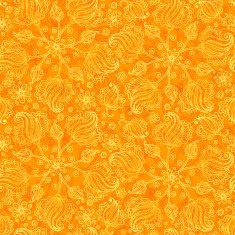 Orange abstract doodle flowers seamless pattern