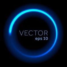Vector blue neon glittering circle