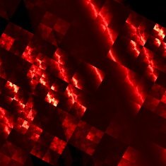 Red fractal texture metal tile Full frame square plate Shadow
