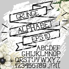 Chalk alphabet with floral design N2